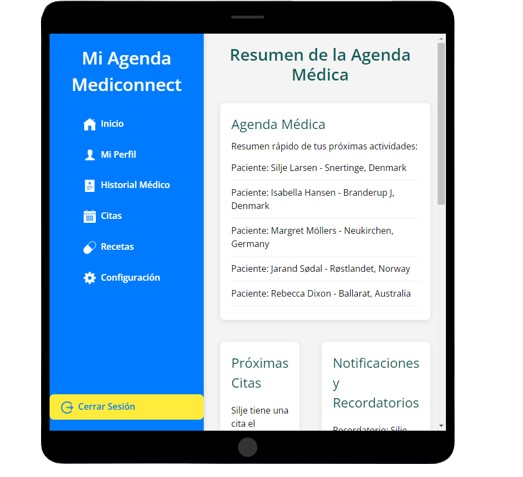 MediConnect app en un móvil