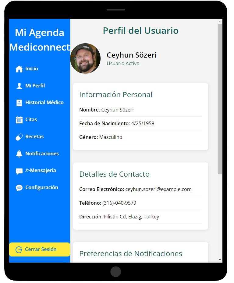 MediConnect app en un móvil
